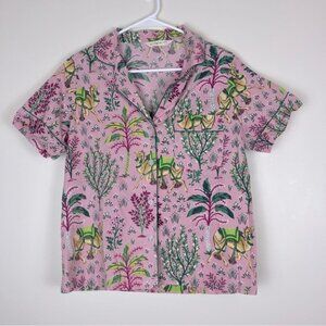 PrintFresh Camel’s Courtyard in Rose Organic Cotton Pajama Short Sleeve Shirt XS